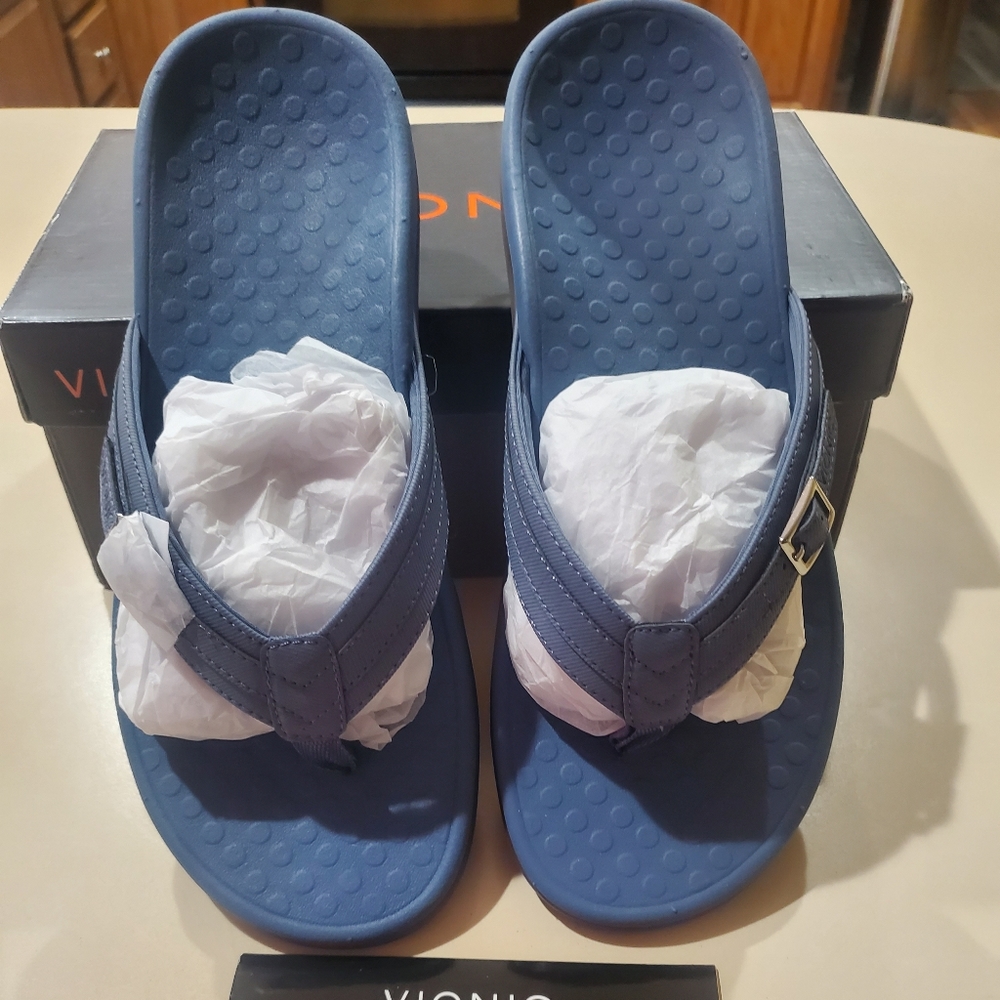 New Vionic Size 7 Tide Patty Navy Thong Flip Flop Sandal.